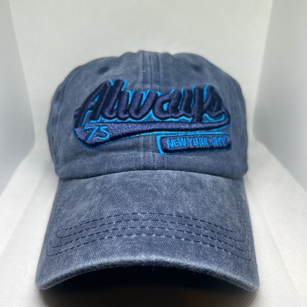 “Always 75 New York City” Vintage-Washed Blue Baseball Cap